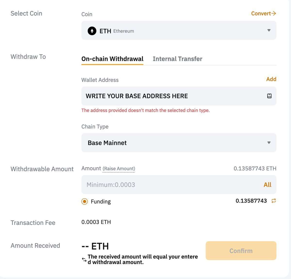 View of Eth Chain Withdrawal